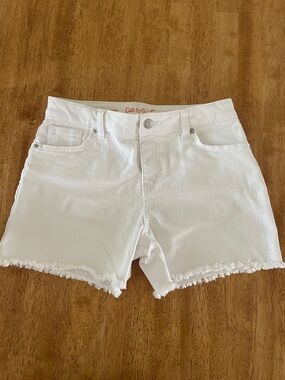 Kids Cat & Jack White Frayed Hem Denim Shorts- size XL/14